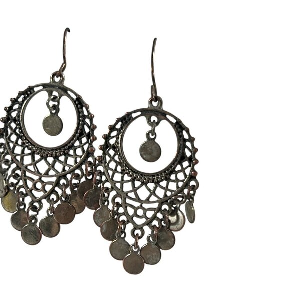 Mixed Lot 11 Earrings Dangle Hoops Beaded Rhinestones Silver Tone - Picture 8 of 16